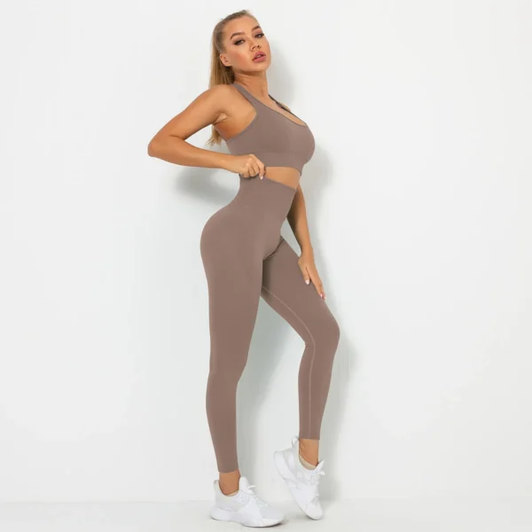 Wholesale Knitting High Waist Yoga Wear Bra Set Sports Gym Activewear Women Workout Seamless Scrunch Butt Lift Gym Fitness Sets - Image 2