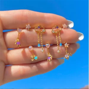 SP New Arrived INS Fashion Cute Style 18K Gold Plated Bear Koala Bunny Shape Rhinestone Earrings