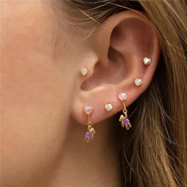 SP New Arrived INS Fashion Cute Style 18K Gold Plated Bear Koala Bunny Shape Rhinestone Earrings - Image 2